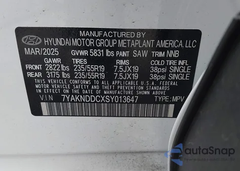 2025 Hyundai Ioniq 5 Sel z USA, uszkodzony, nr VIN 7YAKNDDCXSY013647